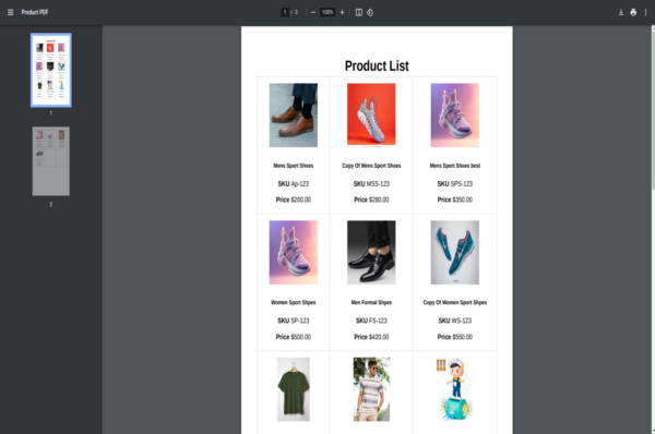 Product Pdf Generate